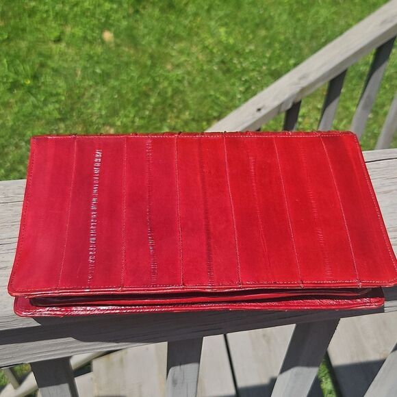 Vintage Red Eelskin Leather Clutch Purse - Picture 6 of 6